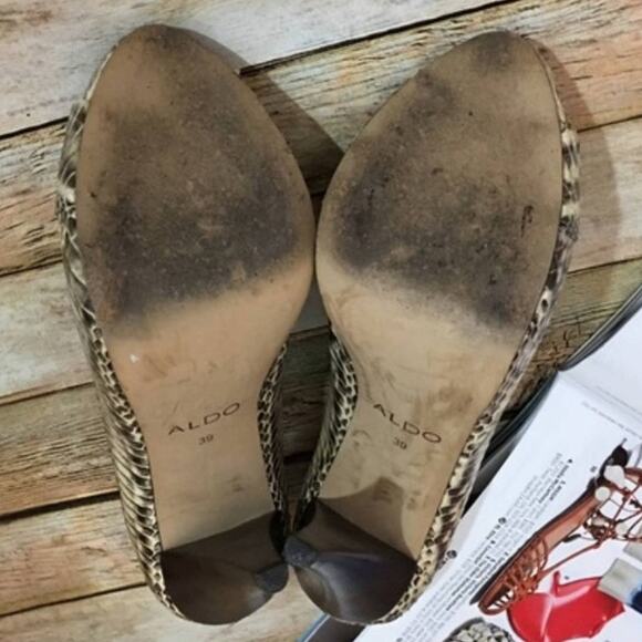 Aldo Snake Reptile Peep Toe Heels - Size 39 (8.5) - Picture 8 of 8